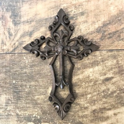 56383 - CAST IRON FLEUR DE LI WALL CROSS